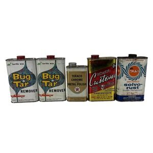 Vintage Petroliana Can Lot Gas Station Oil Turtle Wax Permatex Texaco LeVerniers